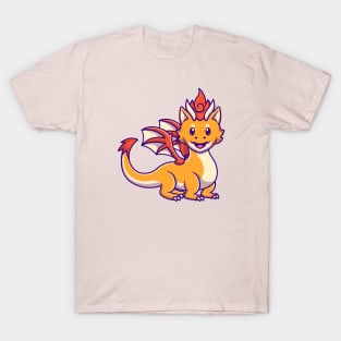 Cute Teenager Orange Dragon Cartoon T-Shirt